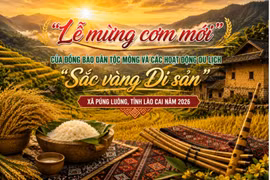Áp phích quảng cáo sự kiện "Lễ mừng cơm mới" gắn với các hoạt động du lịch “Sắc vàng Di sản”. (Ảnh: Cổng Thông tin Điện tử tỉnh Lào Cai)