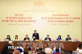 Quang cảnh buổi họp báo. (Ảnh: Tuấn Anh/TTXVN)