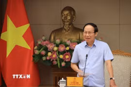 Phó Thủ tướng Lê Tiến Châu phát biểu tại buổi làm việc với Bộ Giáo dục và Đào tạo. (Ảnh: Tuấn Anh/TTXVN)
