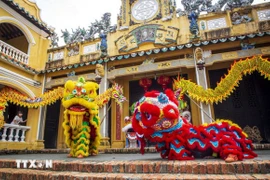 Múa lân sư rồng từ lâu đã trở thành nét đẹp gắn liền đời sống tinh thần người dân. (Ảnh: Giang Phương/ TTXVN)
