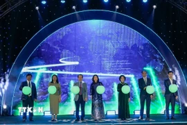 Nghi thức kích hoạt Get on Hanoi 2026 và công bố chùm 80 sản phẩm du lịch Hà Nội tiêu biểu năm 2026. (Ảnh: Khánh Hòa /TTXVN)
