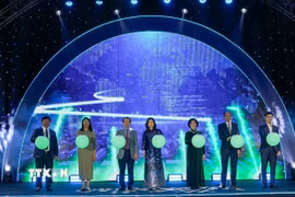 Nghi thức kích hoạt Get on Hanoi 2026 và công bố chùm 80 sản phẩm du lịch Hà Nội tiêu biểu năm 2026. (Ảnh: Khánh Hòa /TTXVN)