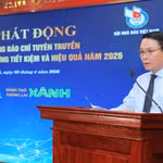 Ông Nguyễn Đức Lợi, Phó Chủ tịch Thường trực Hội Nhà báo Việt Nam phát biểu tại lễ phát động. (Ảnh: Minh Quyết/TTXVN)