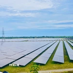 Nhà máy điện mặt trời Gio Thành 1 và Gio Thành 2 có tổng công suất 100 MWp, tổng mức đầu tư 2.300 tỷ đồng. (Ảnh: Nguyên Linh/TTXVN)