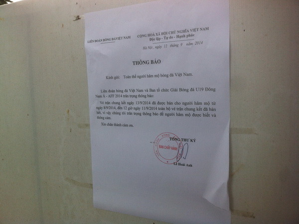 Giá vé xem trận chung kết của U19 Việt Nam tăng gấp 20 lần! ảnh 1