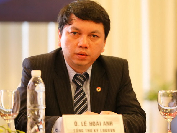Tổng thư ký Lê Hoài Anh tại buổi họp báo sáng nay. (Ảnh: Minh Chiến/Vietnam+) VFF thừa nhận bóng đá nam được quan tâm hơn bóng đá nữ ảnh 1