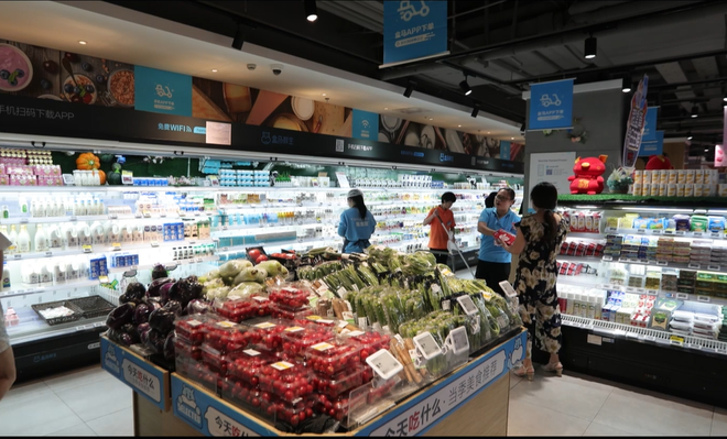 Bên trong một siêu thị thông minh Hema tại tỉnh Hồ Nam, nơi sản phẩm Vinamilk đã có mặt từ tháng 09/2018. (Ảnh: CTV) Sữa chua Vinamilk đã có mặt tại siêu thị thông minh Hema ảnh 1