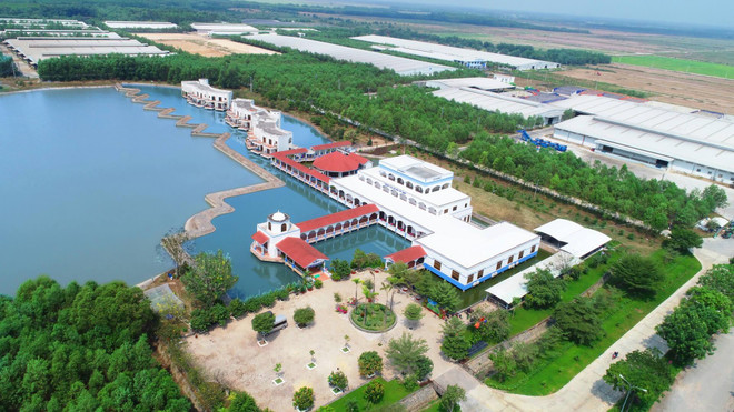 Khu nhà làm việc nổi trên mặt hồ là kiến trúc độc đáo tạo điểm nhấn cho “resort” bò sữa Tây Ninh (Ảnh: CTV) Tham quan Resort bò sữa Vinamilk, điểm đến hấp dẫn ở Tây Ninh ảnh 4