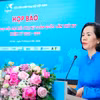 Phó Chủ tịch Hội Liên hiệp Phụ nữ Việt Nam bà Nguyễn Thị Minh Hương thông tin tại buổi Họp báo. (Ảnh: Hoài Nam/Vietnam+)
