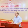 Phó Chủ tịch Ủy ban Trung ương Mặt trận Tổ quốc Việt Nam Việt Nam, Hoàng Công Thủy phát biểu tại Hội thảo. (Ảnh: PV/Vietnam+)