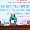  Phó Chủ tịch Ủy ban Trung ương Mặt trận Tổ quốc Việt Nam-Tổng Thư ký Nguyễn Thị Thu Hà phát biểu tại Hội nghị. (Ảnh: PV/Vietnam+)