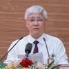 Ông Đỗ Văn Chiến, Ủy viên Bộ Chính trị, Bí thư Trung ương Đảng, Bí thư Đảng ủy Mặt trận Tổ quốc, các đoàn thể Trung ương, Chủ tịch Ủy ban Trung ương Mặt trận Tổ quốc Việt Nam trình bày báo cáo tại cuộc làm việc. (Ảnh: PV/Vietnam+)