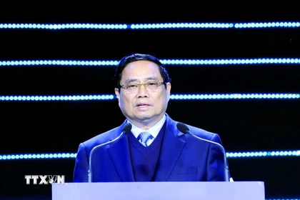 Thủ tướng Phạm Minh Chính tới dự và phát biểu chỉ đạo. (Ảnh: Tuấn Anh/TTXVN)