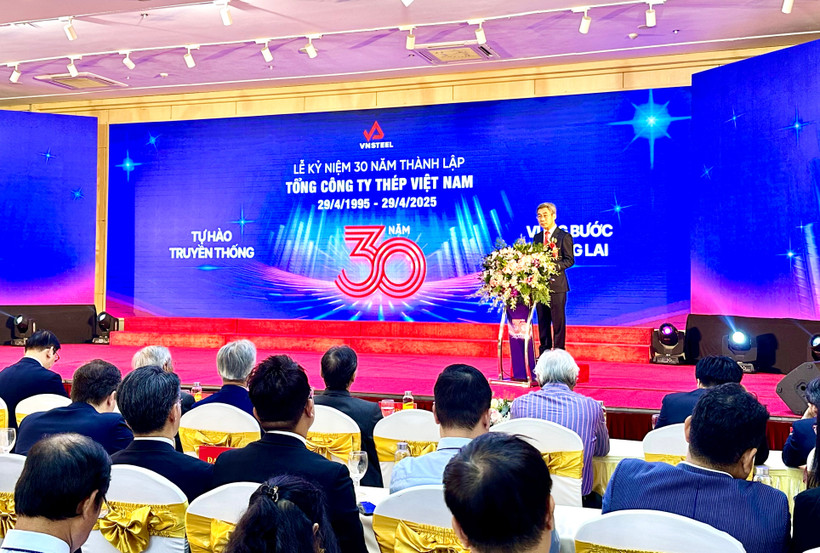 Ông Nghiêm Xuân Đa, Tổng Giám đốc Tổng Công ty Thép Việt Nam phát biểu tại Lễ Kỷ niệm 30 năm thành lập Tổng Công ty. (Ảnh: Đức Duy/Vietnam+)