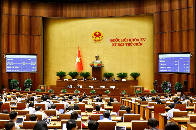 Quốc hội biểu quyết thông qua Luật sửa đổi, bổ sung một số điều của Luật Tiêu chuẩn và quy chuẩn kỹ thuật. (Ảnh: TTXVN)