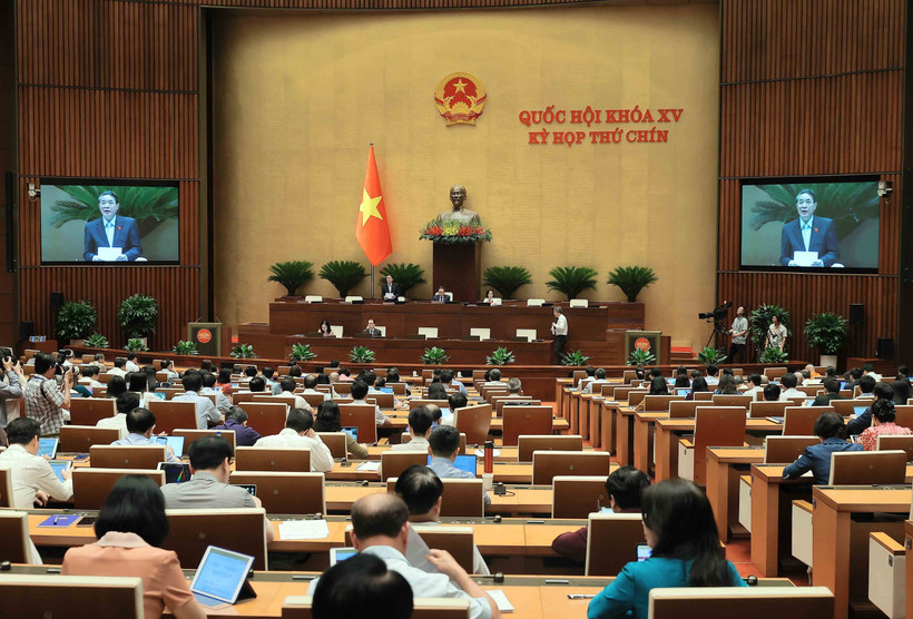 Phó Chủ tịch Quốc hội Nguyễn Đức Hải điều hành phiên họp. (Ảnh: An Đăng/TTXVN)