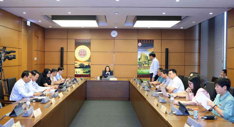 Quốc hội thảo luận ở tổ về phát triển kinh tế-xã hội những tháng đầu năm 2025. (Ảnh: TTXVN)