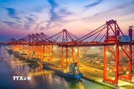 Quang cảnh cảng hàng hóa tại tỉnh Hà Bắc, Trung Quốc. (Nguồn: THX/TTXVN)