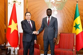 Chủ tịch Quốc hội Trần Thanh Mẫn hội kiến Tổng thống Senegal Bassirou Diomaye Faye. (Ảnh: Doãn Tấn/TTXVN)