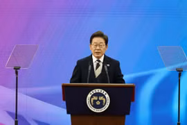 Tân Tổng thống Hàn Quốc Lee Jae Myung tại lễ nhậm chức ở Seoul ngày 4/6/2025. (Ảnh: THX/TTXVN)