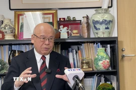 Ông Takebe Tsutomu, Cố vấn đặc biệt Liên minh Nghị sỹ hữu nghị Nhật-Việt, cựu Tổng Thư ký Đảng Dân chủ Tự do. (Ảnh: Xuân Giao/TTXVN)