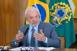 Tổng thống Brazil Luiz Inacio Lula da Silva phát biểu tại Brasilia. (Ảnh: THX/TTXVN)