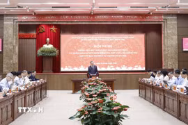 Chiều 30/3/2026, tại Hà Nội, Đoàn kiểm tra, giám sát số 10 của Bộ Chính trị, Ban Bí thư do Tổng Bí thư Tô Lâm làm Trưởng đoàn tổ chức Hội nghị thông qua dự thảo Báo cáo kiểm tra, giám sát đợt 1 và triển khai quyết định kiểm tra, giám sát đợt 2 của Bộ Chính trị, Ban Bí thư đối với Ban Thường vụ Thành ủy Hà Nội. (Ảnh: Thống Nhất/TTXVN)