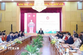 Chiều 11/12, tại Hà Nội, ông Trịnh Văn Quyết, Bí thư Trung ương Đảng, Trưởng Ban Tuyên giáo và Dân vận Trung ương làm việc với các cơ quan báo chí về nhiệm vụ thông tin, tuyên truyền Đại hội XIV của Đảng và trọng tâm công tác thông tin, tuyên truyền trong thời gian tới. (Ảnh: Phương Hoa/TTXVN)