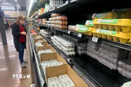 Trứng được bày bán tại siêu thị ở El Monte, Los Angeles, California, Mỹ. (Nguồn: THX/TTXVN)