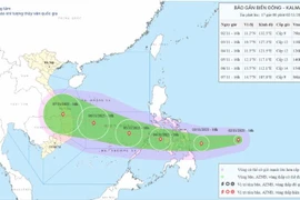 Vị trí và hướng đi của bão. (Nguồn: Trung tâm Dự báo Khí tượng Thủy văn Quốc gia)