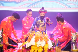 Chương trình giao lưu văn hóa và biểu diễn nghệ thuật mang tên “Bản trường ca hữu nghị Việt-Nga.” (Ảnh: Trần Hải/TTXVN)