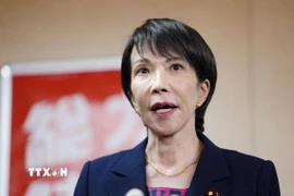 Bà Sanae Takaichi phát biểu với báo giới tại Tokyo, Nhật Bản. (Nguồn: Kyodo/TTXVN)