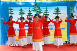 Múa truyền thống của đồng bào Chăm. (Ảnh: Nguyễn Thanh/TTXVN)