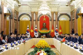 Tổng Bí thư, Chủ tịch nước Tô Lâm hội đàm với Tổng thống Hàn Quốc Lee Jae Myung. (Ảnh: Thống Nhất/TTXVN)