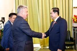 Chiều 29/4, tại Thành phố Hồ Chí Minh, Chủ tịch Quốc hội Trần Thanh Mẫn tiếp Phó Chủ tịch Hạ viện Cộng hòa Belarus Ipatau Vadzim nhân dịp sang Việt Nam dự Lễ kỷ niệm 50 năm Ngày Giải phóng miền Nam, thống nhất đất nước (30/4/1975-30/4/2025). (Ảnh: Doãn Tấn/TTXVN)
