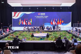 Thủ tướng Phạm Minh Chính tham dự Phiên toàn thể Hội nghị Cấp cao ASEAN lần thứ 47 và Lễ trao Nghị định thư thứ hai sửa đổi Hiệp định Thương mại Hàng hóa ASEAN (ATIGA). (Ảnh: Dương Giang/TTXVN)