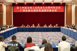 Cuộc thảo luận mở của Đoàn đại biểu Quảng Tây ngày 6/3 trong khuôn khổ Kỳ họp thứ 4 Đại hội Đại biểu Nhân dân Toàn quốc (Nhân Đại - tức Quốc hội Trung Quốc) khóa XIV. (Ảnh: Công Tuyên/TTXVN)