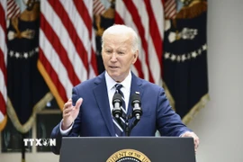 Tổng thống Mỹ Joe Biden phát biểu tại Nhà Trắng. (Ảnh: THX/TTXVN)