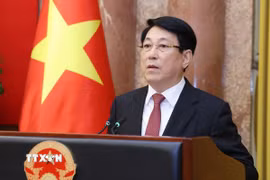 Chủ tịch nước Lương Cường phát biểu giao nhiệm vụ. (Ảnh: Lâm Khánh/TTXVN)