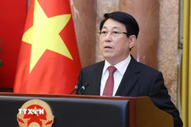 Chủ tịch nước Lương Cường phát biểu giao nhiệm vụ. (Ảnh: Lâm Khánh/TTXVN)