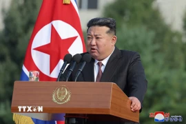 Nhà lãnh đạo Triều Tiên Kim Jong Un phát biểu tại Bình Nhưỡng. (Nguồn: KCNA/TTXVN)