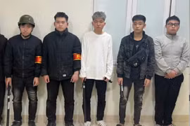 Nhóm đối tượng bị bắt giữ. (Ảnh: TTXVN phát)