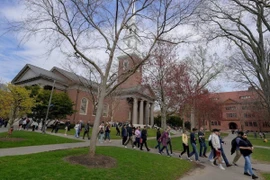 Sinh viên tại Đại học Harvard ở Cambridge, bang Massachusetts, Mỹ. (Ảnh: REUTERS/TTXVN)