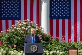 Tổng thống Mỹ Donald Trump phát biểu tại Nhà Trắng, Washington, D.C. (Ảnh: THX/TTXVN)