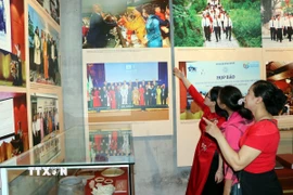 Khách tham quan trưng bày chuyên đề “Côn Sơn, Kiếp Bạc - Hành trình di sản thế giới.” (Ảnh: Mạnh Tú/TTXVN)