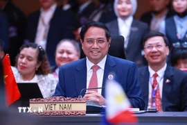 Thủ tướng Phạm Minh Chính phát biểu tại Hội nghị Cấp cao Kỷ niệm ASEAN-New Zealand. (Ảnh: Dương Giang/TTXVN)