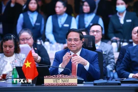 Thủ tướng Phạm Minh Chính tham dự và phát biểu tại Hội nghị Cấp cao ASEAN-Trung Quốc lần thứ 28. (Ảnh: Dương Giang/TTXVN)