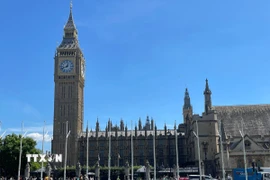 Đồng hồ Big Ben, một trong những công trình mang tính biểu tượng nhất ở thủ đô London, Vương quốc Anh. (Ảnh: Minh Hợp/TTXVN)
