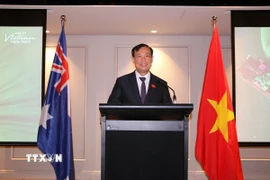 Thượng tướng Lê Tấn Tới, Ủy viên Trung ương Đảng, Ủy viên Ủy ban Thường vụ Quốc hội, Chủ nhiệm Ủy ban Quốc phòng, An ninh và Đối ngoại của Quốc hội phát biểu khai mạc Lễ kỷ niệm. (Ảnh: Thanh Tú/TTXVN)