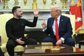 Tổng thống Mỹ Donald Trump (phải) hội đàm với Tổng thống Ukraine Volodymyr Zelensky tại Nhà Trắng, ngày 28/2/2025. (Ảnh: AP/TTXVN)